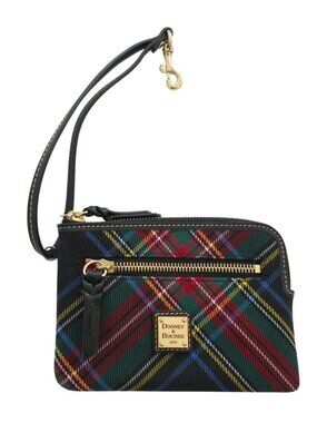 Dooney & Bourke Tartan Plaid Medium Wristlet Leather Strap & Gold Hardware